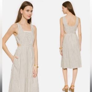 Madewell Cut out sides Cotton midi sleeveless sundress striped with pockets